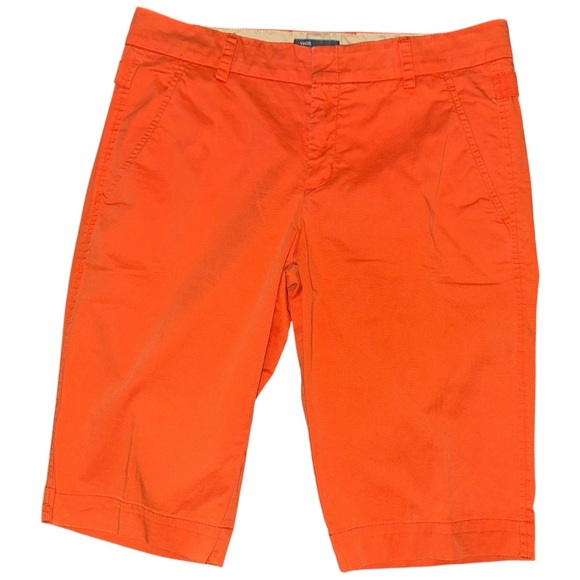 Vince Women’s Size 10 Orange Cotton Buckle Side Bermuda Shorts - Picture 1 of 6